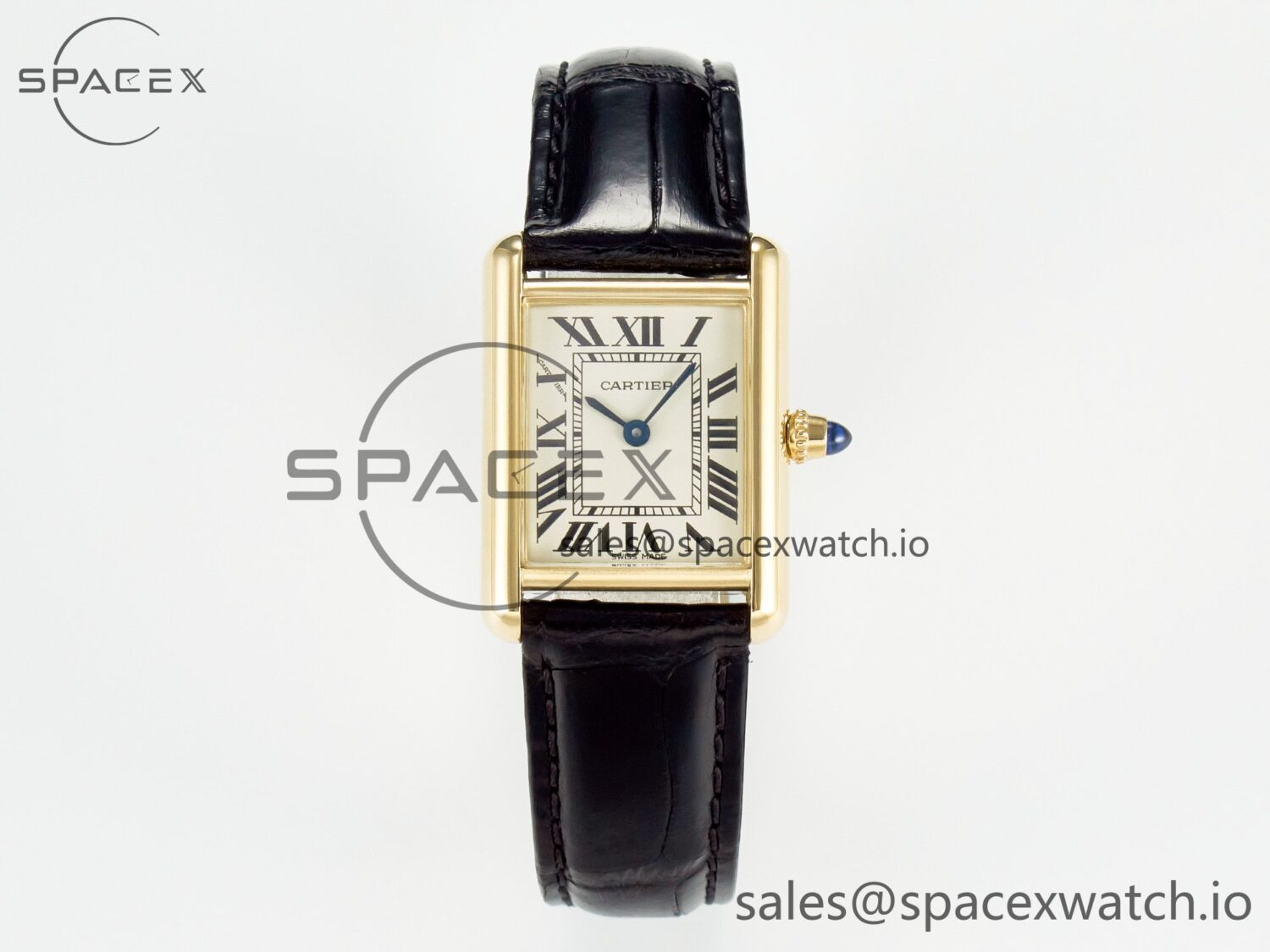 Tank Must Small YG 29mm DRF reference-accurate YG Dial on Black Leather Strap Swiss Quartz — custom-built watch