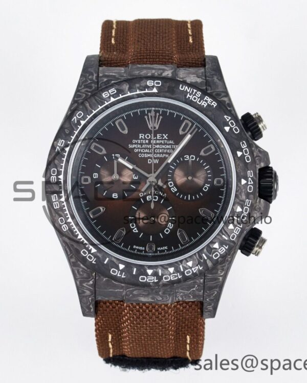 Daytona DIW Carbon/SS Case and Bezel DIWF Edition Brown Dial on Brown Nylon Strap A7750 — custom-built watch