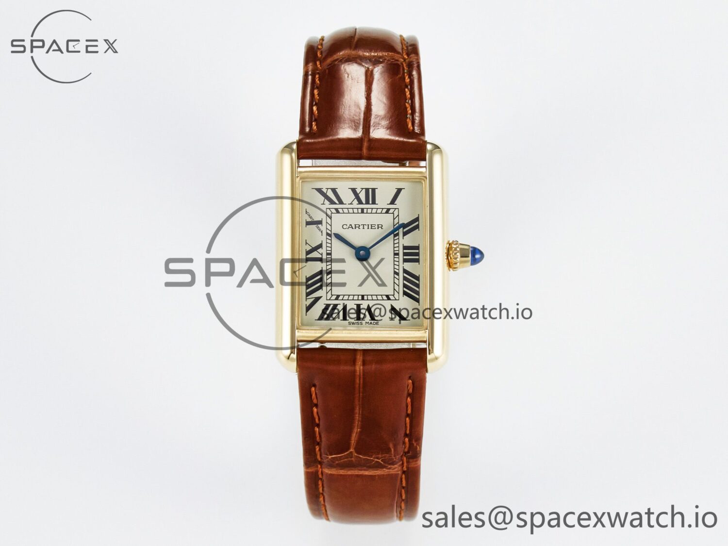 Tank Must Small YG 29mm DRF reference-accurate YG Dial on Brown Leather Strap Swiss Quartz — custom-built watch