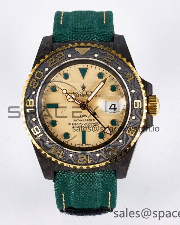 GMT Carbon DIWF Best Edition Yellow Dial on Green Nylon Strap SA3285 CHS V2 — custom-built watch