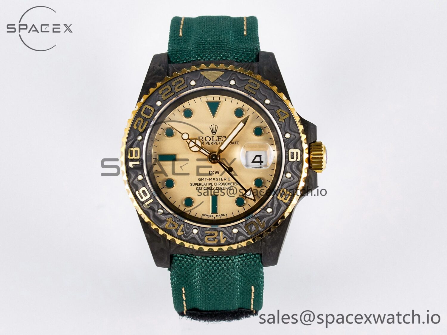 GMT Carbon DIWF Best Edition Yellow Dial on Green Nylon Strap SA3285 CHS V2 — custom-built watch