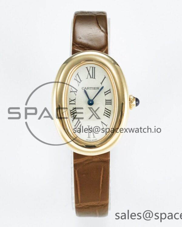 Baignoire De Cartier YG DRF reference-accurate Silver Dial on Brown Leather Strap Swiss Quartz — custom-built watch