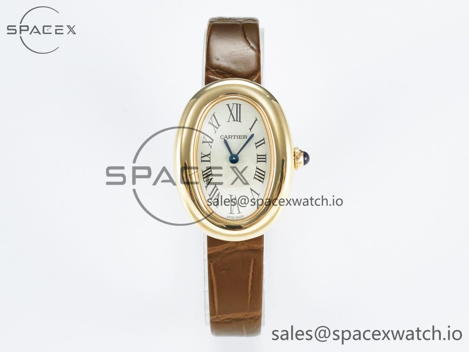 Baignoire De Cartier YG DRF reference-accurate Silver Dial on Brown Leather Strap Swiss Quartz — custom-built watch