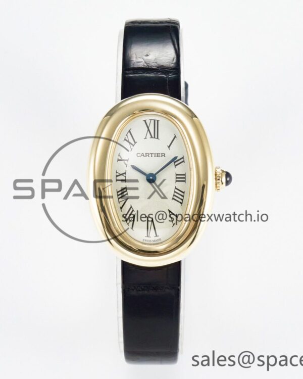 Baignoire De Cartier YG DRF reference-accurate Silver Dial on Black Leather Strap Swiss Quartz — custom-built watch