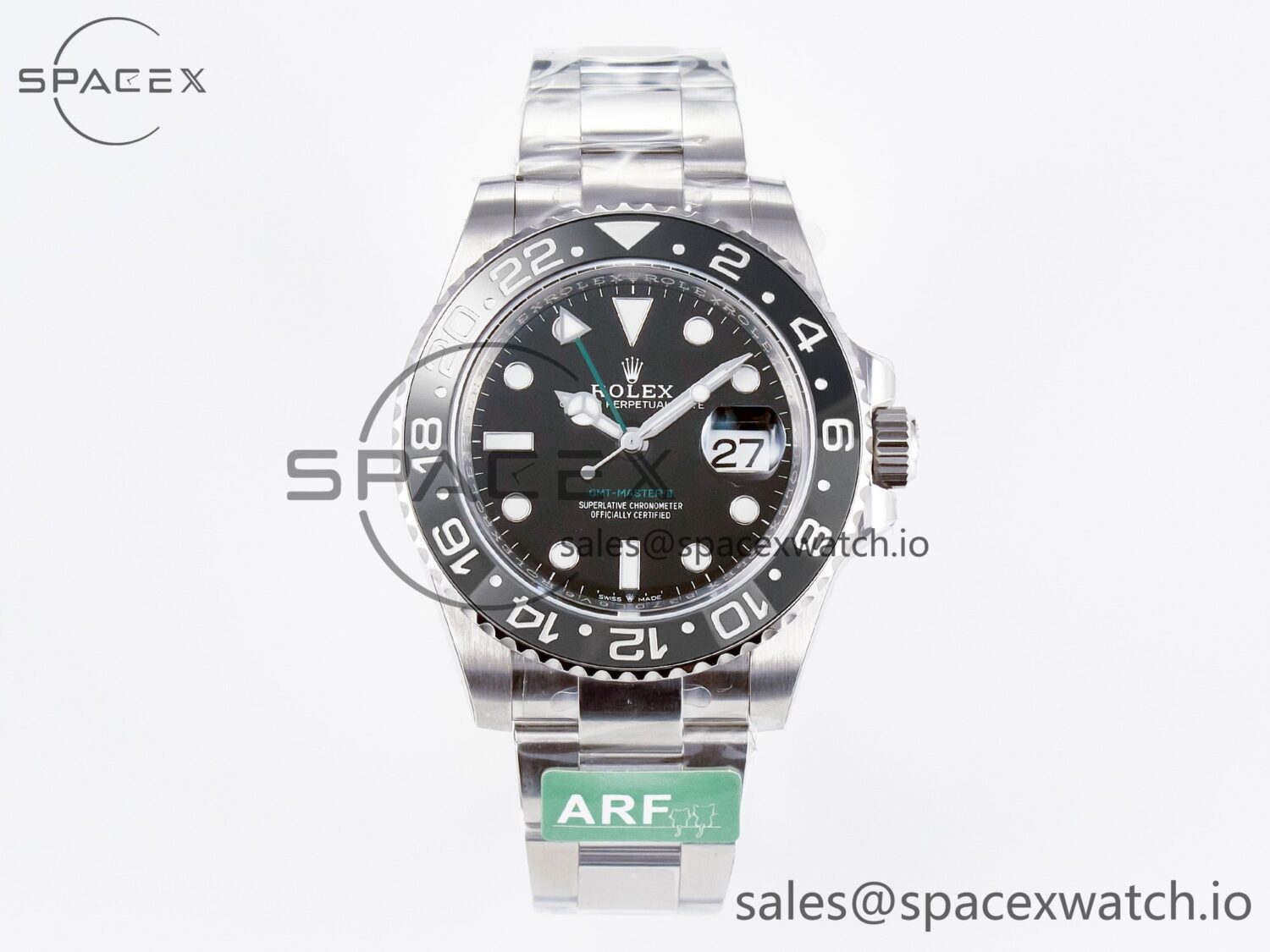 GMT-Master II 126710 GRNR Black/Gray Ceramic 904L Steel ARF reference-accurate on Oyster Strap SH3285 — custom-built watch
