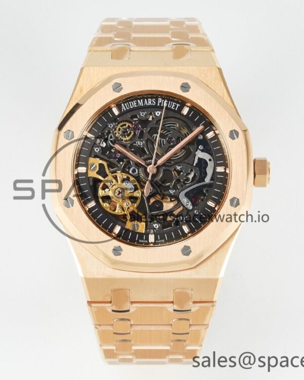 Royal Oak 41mm Skeleton 15407 RG ZF reference-accurate Skeleton Dial on RG Bracelet A3132 — custom-built watch