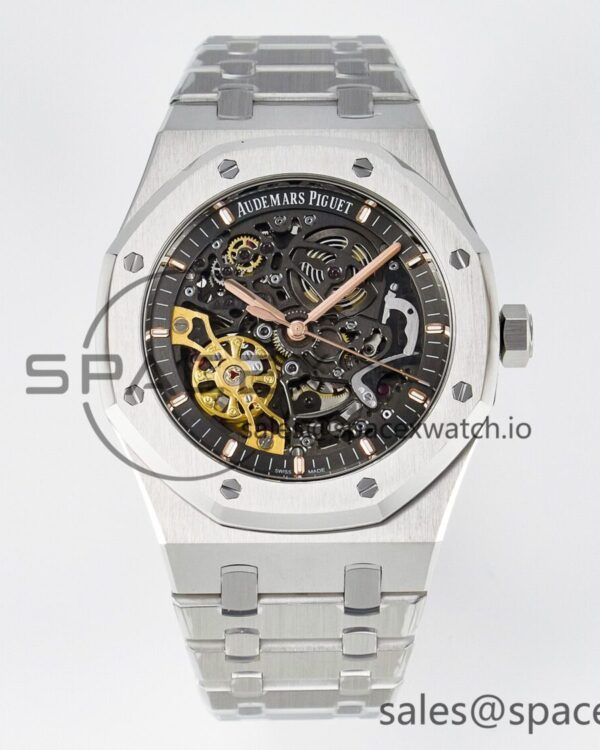 Royal Oak 41mm Skeleton 15407 SS ZF reference-accurate Skeleton Dial on SS Bracelet A3132 — custom-built watch