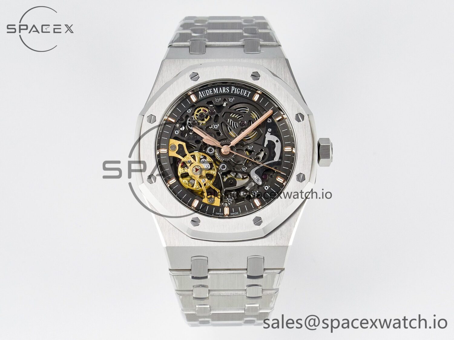 Royal Oak 41mm Skeleton 15407 SS ZF reference-accurate Skeleton Dial on SS Bracelet A3132 — custom-built watch