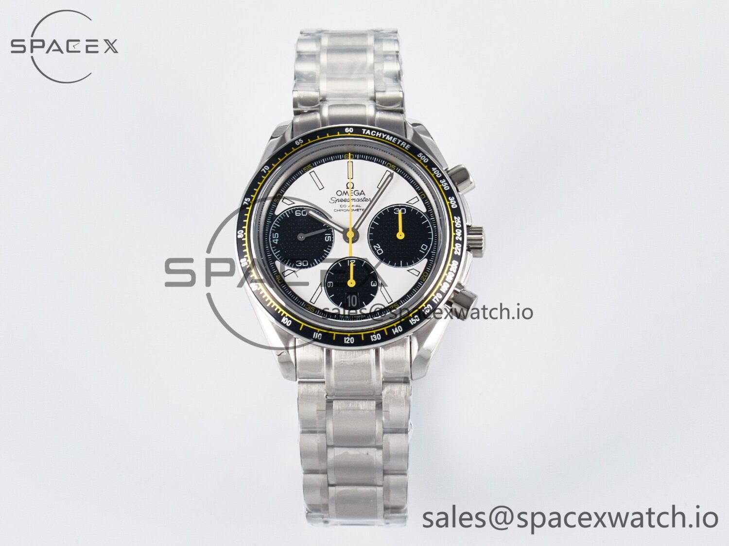 Speedmaster Racing Master SS HKF Best Edition White/Black Dial on SS Bracelet A7750 — custom-built watch