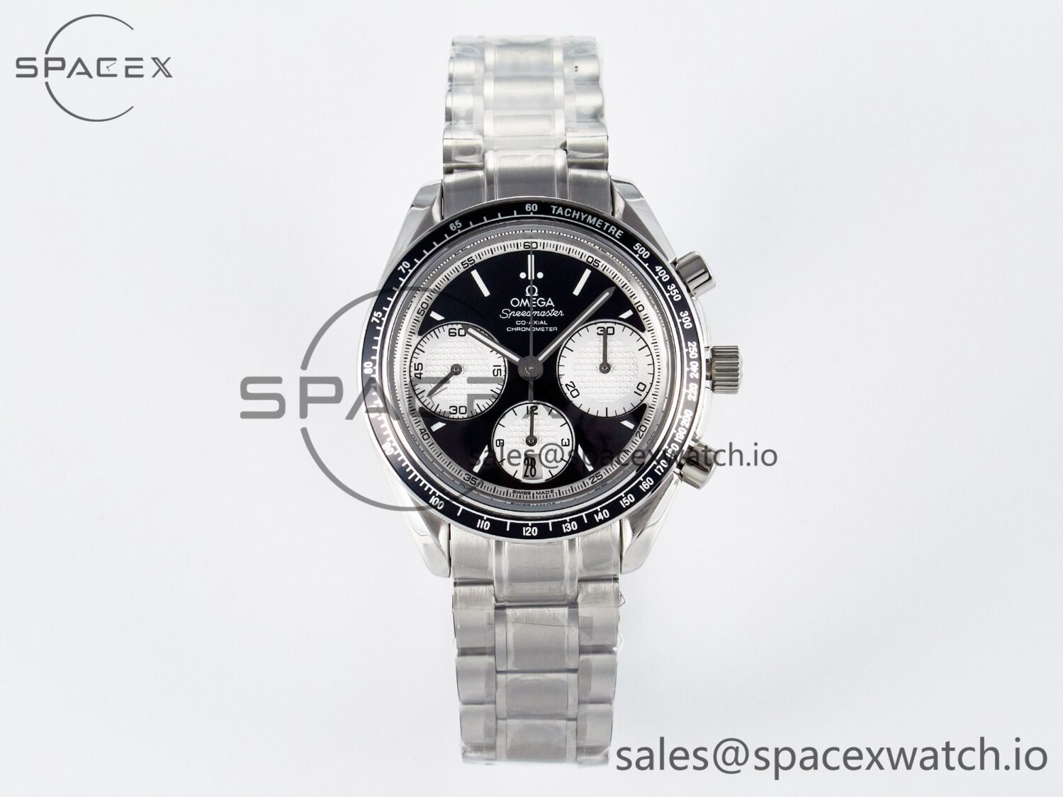 Speedmaster Racing Master SS HKF Best Edition Black/White Dial on SS Bracelet A7750 — custom-built watch