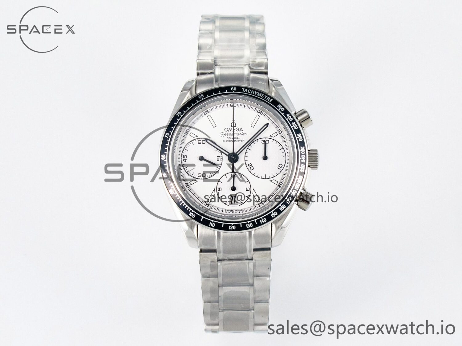 Speedmaster Racing Master SS HKF Best Edition White Dial on SS Bracelet A7750 — custom-built watch