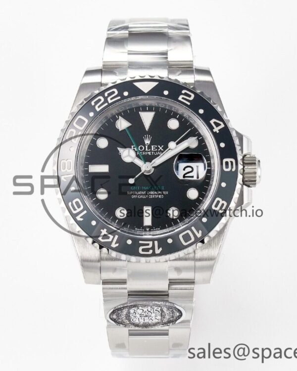 GMT-Master II 126710 GRNR Black/Gray Ceramic 904L Steel Clean reference-accurate on Oyster Strap DD3285 — custom-built watch
