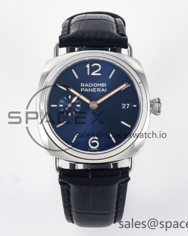 PAM1293 Radiomir 40mm TTF reference-accurate Blue Dial on Blue Leather Strap P900 — custom-built watch