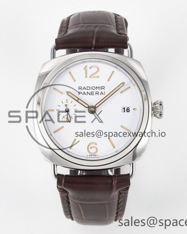PAM1292 Radiomir 40mm TTF reference-accurate White Dial on Brown Leather Strap P900 — custom-built watch