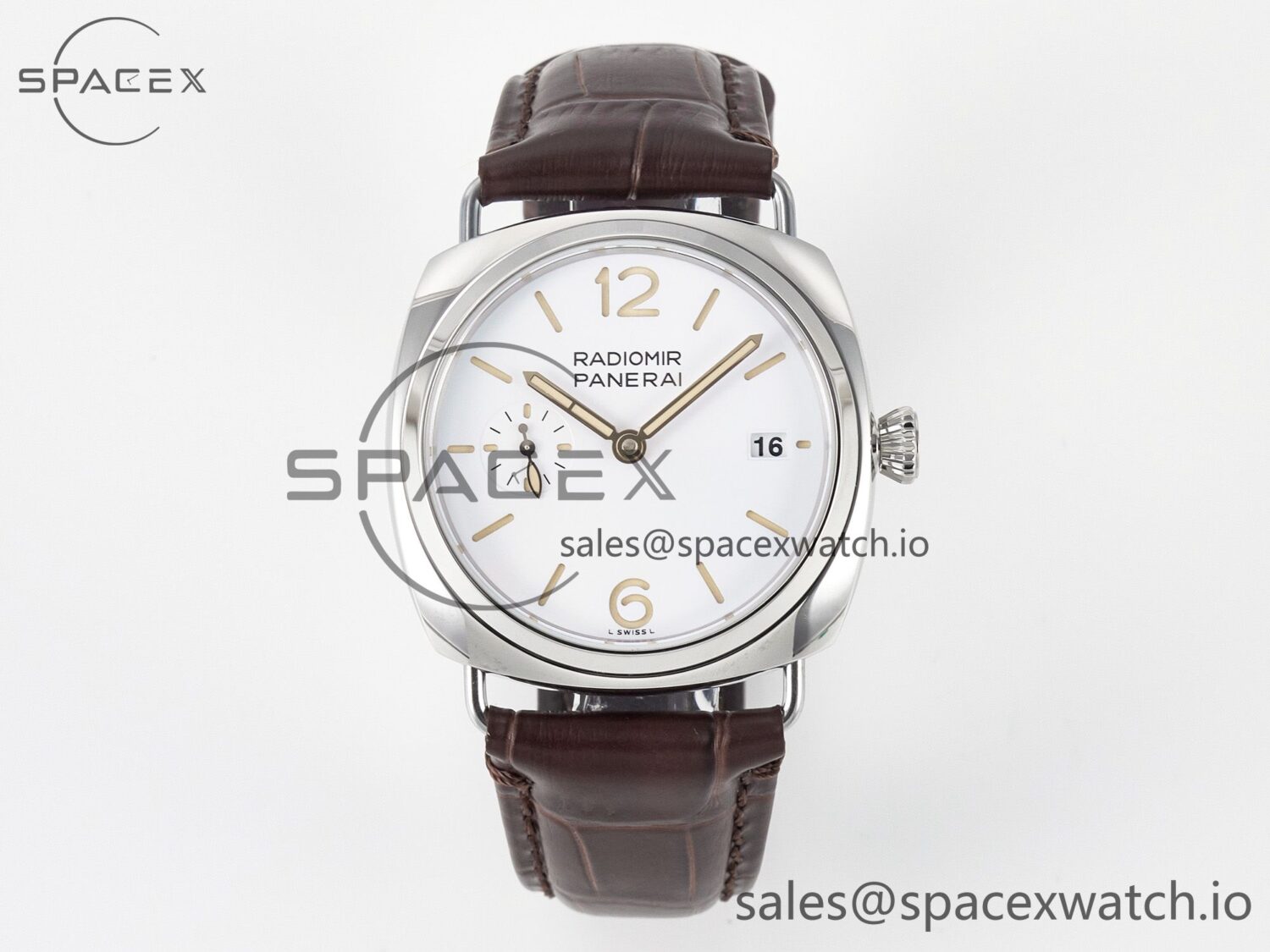 PAM1292 Radiomir 40mm TTF reference-accurate White Dial on Brown Leather Strap P900 — custom-built watch