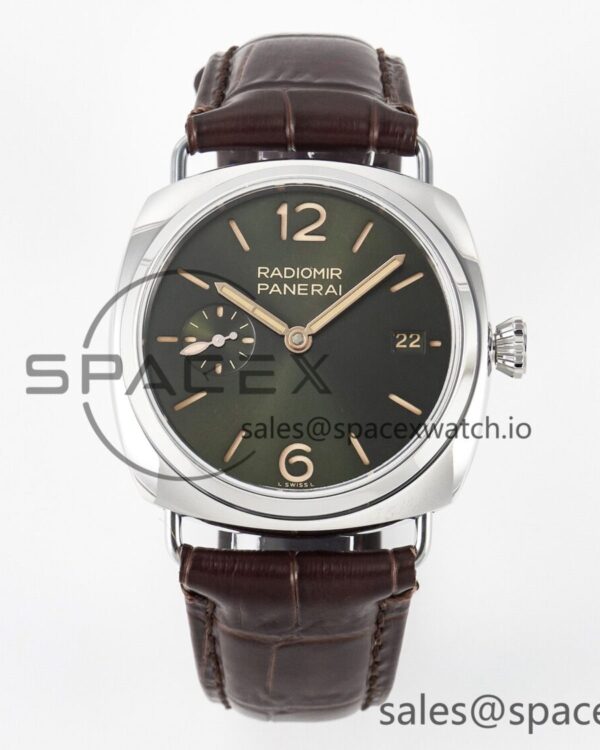 PAM1386 Radiomir 40mm TTF reference-accurate Green Dial on Brown Leather Strap P900 — custom-built watch