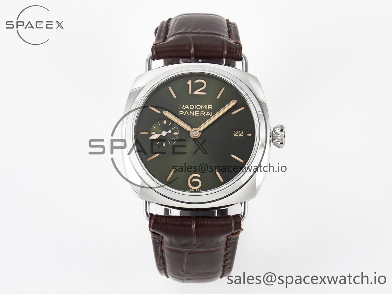 PAM1386 Radiomir 40mm TTF reference-accurate Green Dial on Brown Leather Strap P900 — custom-built watch