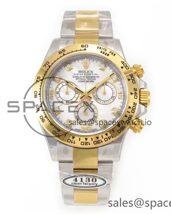 Daytona 116503 LN SS/YG Clean reference-accurate White Pearl Diamonds Dial on SS/YG Bracelet SA4130 — custom-built watch