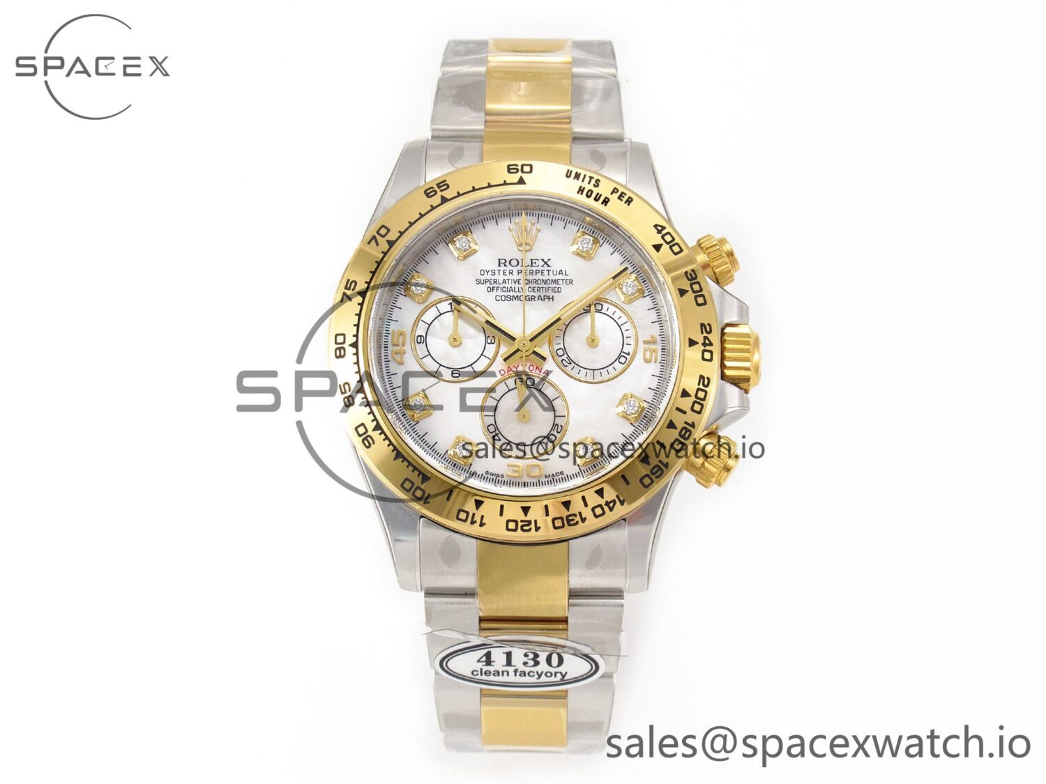 Daytona 116503 LN SS/YG Clean reference-accurate White Pearl Diamonds Dial on SS/YG Bracelet SA4130 — custom-built watch