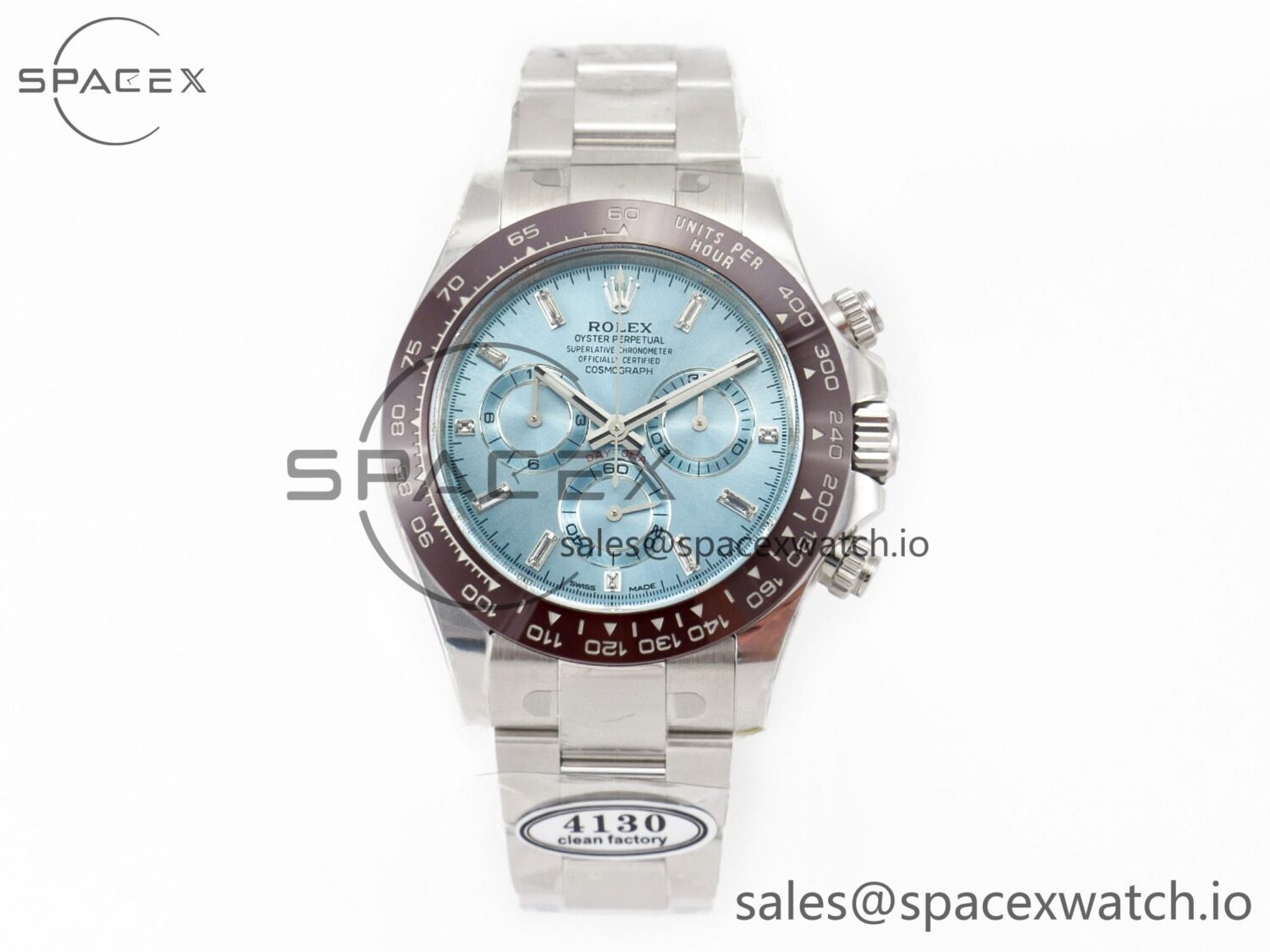 Daytona 116506 Clean reference-accurate Ice Blue Dial Crystal Markers on SS Bracelet SA4130 V2 — custom-built watch