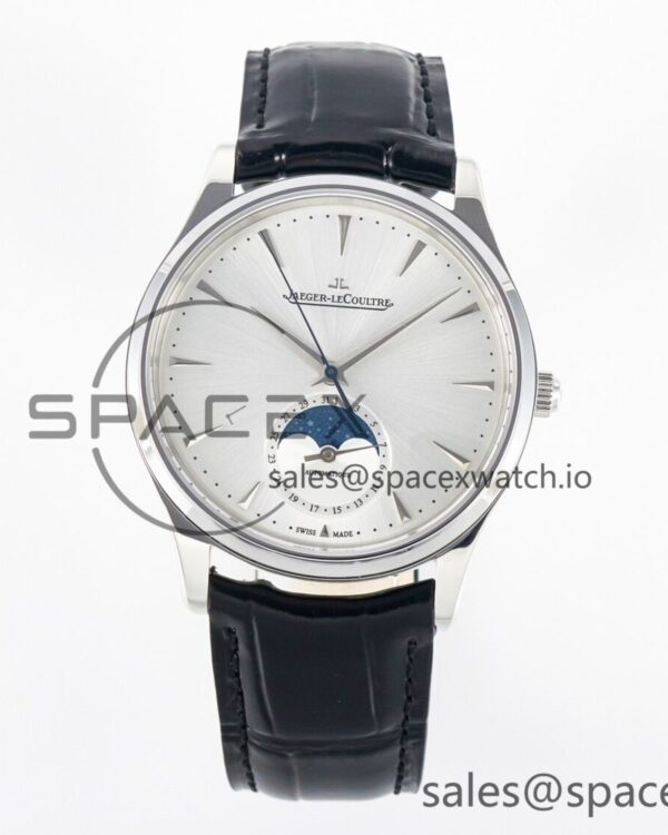 Master Ultra Thin Moon 1368420 SS Z+F reference-accurate White Dial on Black Leather Strap SA925 hand-finished build — custom-built watch