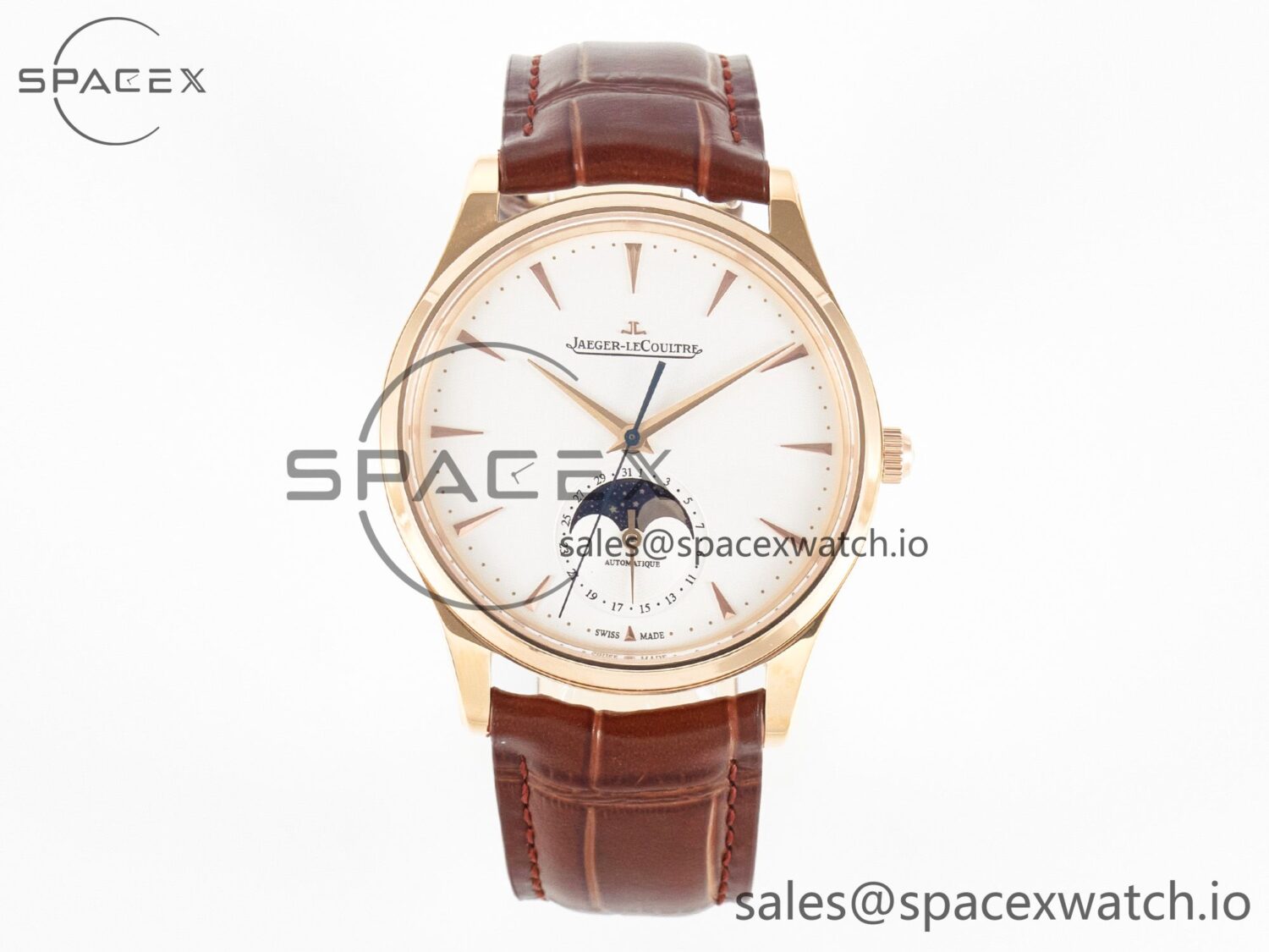 Master Ultra Thin Moon RG Z+F reference-accurate White Dial on Brown Leather Strap A925 — custom-built watch