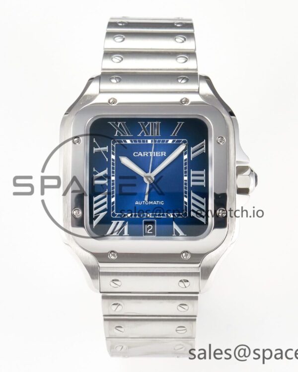 Santos de Cartier 40mm SS 2018 BVF reference-accurate Blue Dial on SS SmartLinks Bracelet MIYOTA 9015 V2 — custom-built watch