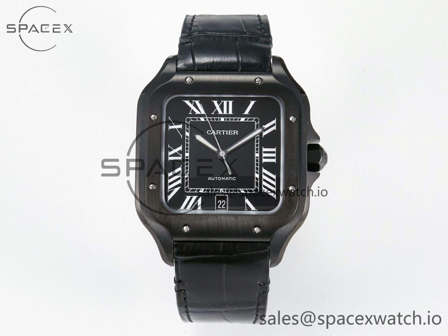 Santos de Cartier 40mm 2018 BVF reference-accurate Black Dial on Black Leathr Strap MIYOTA 9015 — custom-built watch