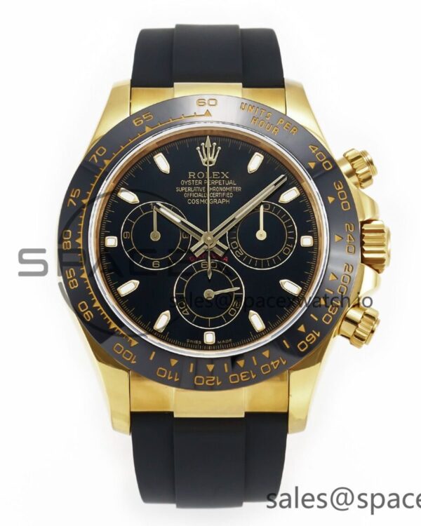 Daytona 116518 QF reference-accurate Black Dial on Oysterflex Strap SH4130 V3 (Gain Weight) — custom-built watch
