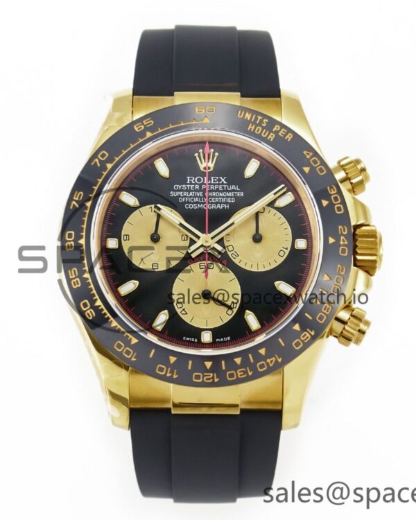 Daytona 116518 QF reference-accurate Black/YG Dial on Oysterflex Strap SH4130 V3 (Gain Weight) — custom-built watch