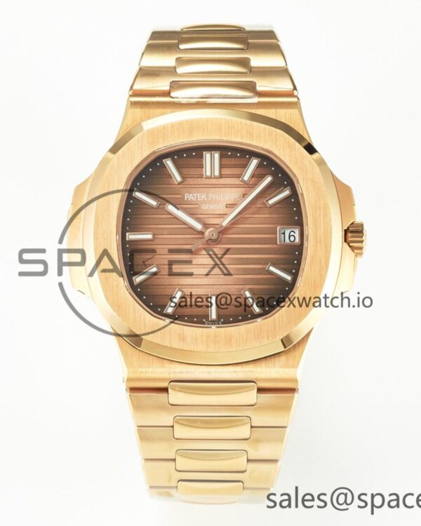 Nautilus 5711/1R-001 RG 3KF reference-accurate Brown Textured Dial on RG Bracelet hand-finished build 26-330 — custom-built watch