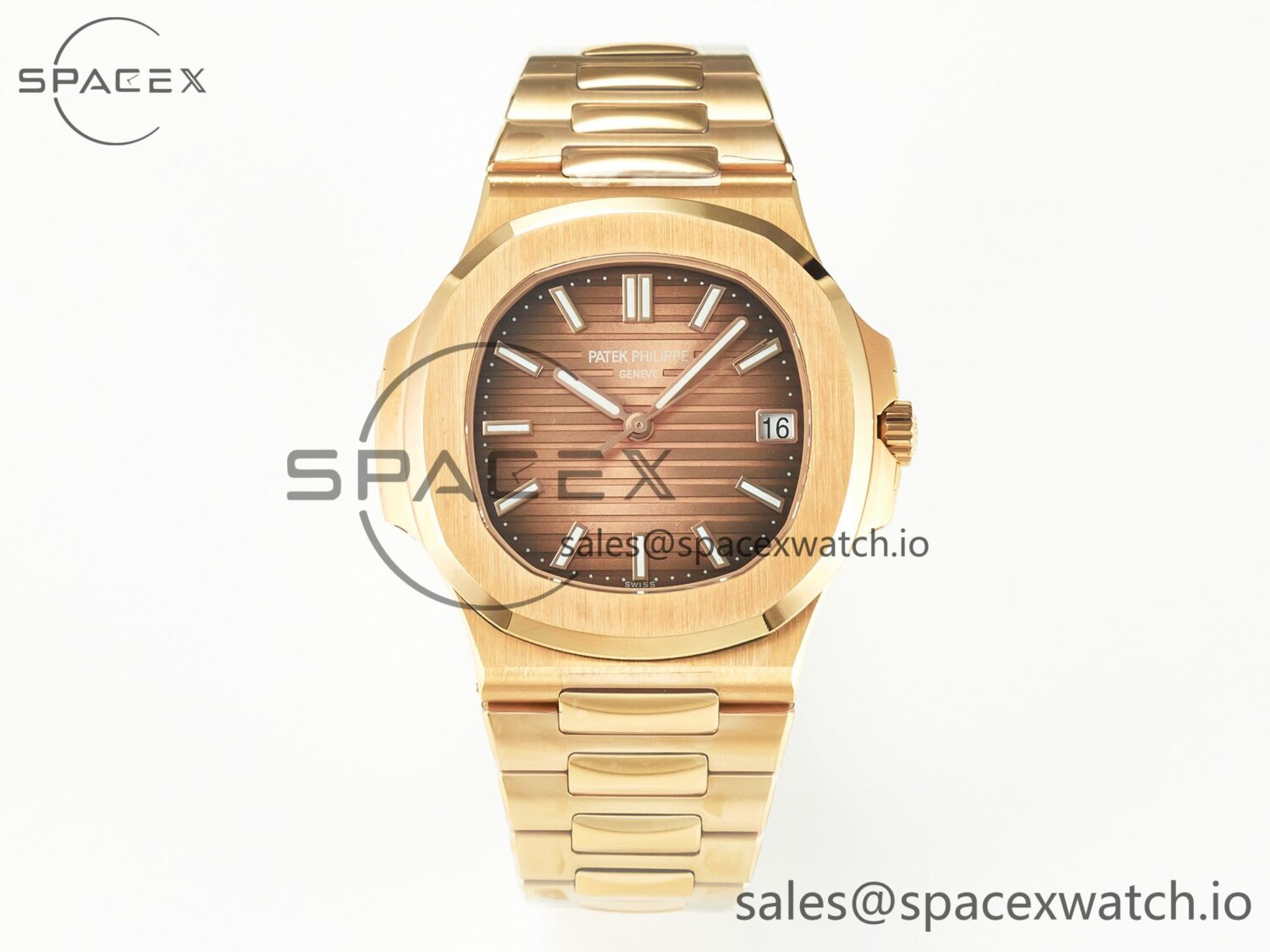 Nautilus 5711/1R-001 RG 3KF reference-accurate Brown Textured Dial on RG Bracelet hand-finished build 26-330 — custom-built watch