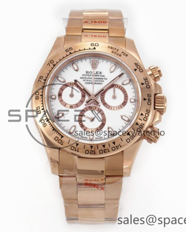 Daytona 116505 QF reference-accurate White Dial on RG Bracelet SH4130 V3 (Gain Weight) — custom-built watch