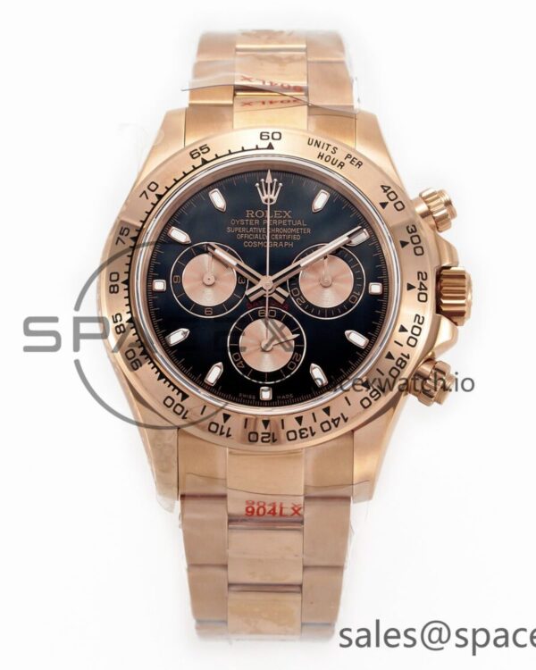 Daytona 116505 QF reference-accurate Black/RG Dial on RG Bracelet SH4130 V3 (Gain Weight) — custom-built watch