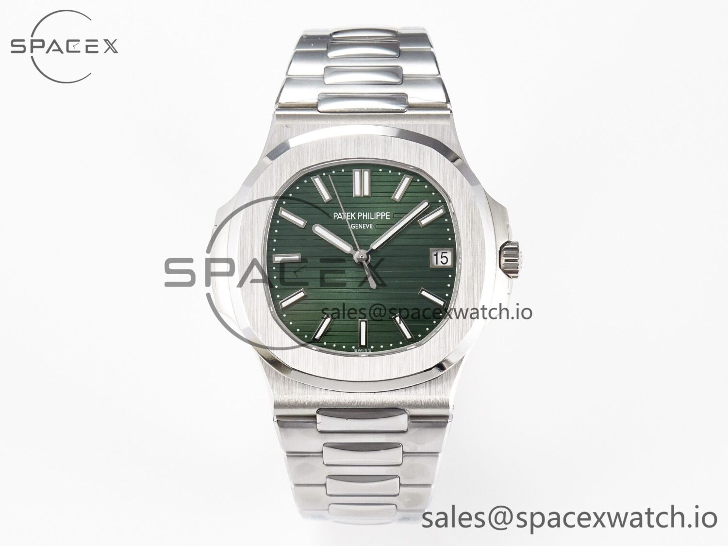 Nautilus 5711/1A 3KF reference-accurate Green Dial on SS Bracelet A324 hand-finished build V2 — custom-built watch