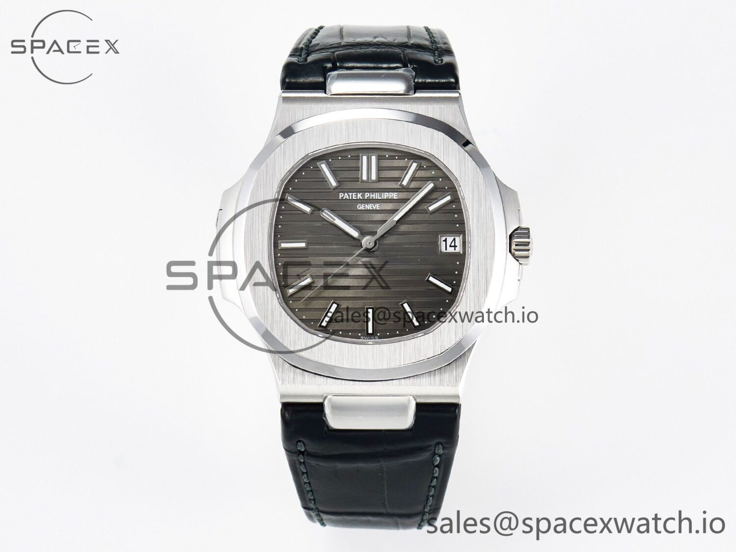 Nautilus 5711 SS 3KF reference-accurate Gray Textured Dial on Black Leather Strap A324 hand-finished build V2 — custom-built watch