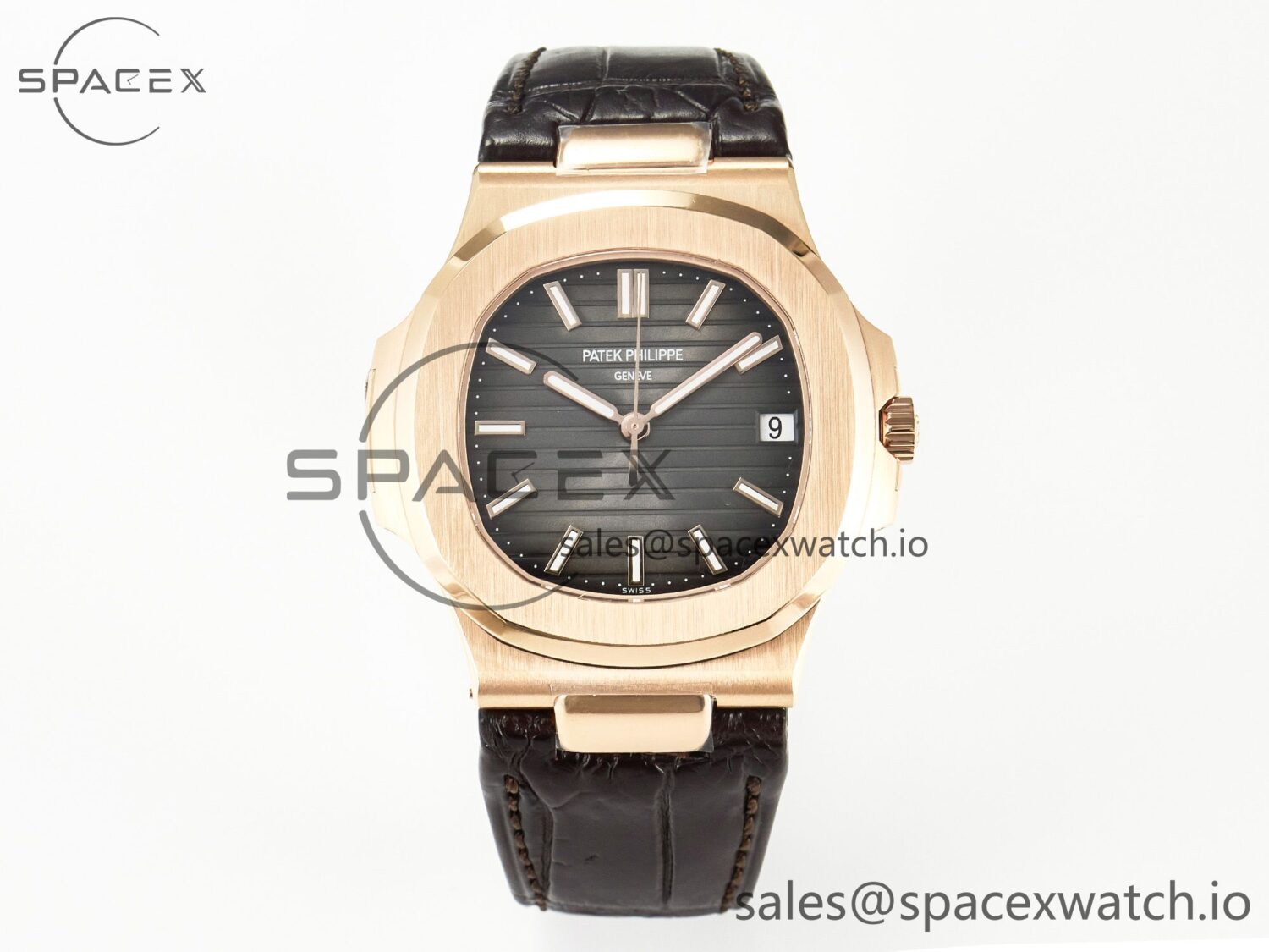 Nautilus 5711/1R RG 3KF reference-accurate Brown Textured Dial on Brown Leather Strap A324 hand-finished build V2 — custom-built watch