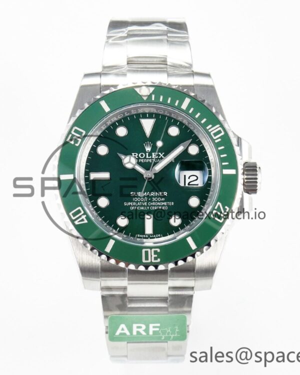 Submariner 116610 LV Green 904L Steel ARF reference-accurate on SS Bracelet SH3135 — custom-built watch