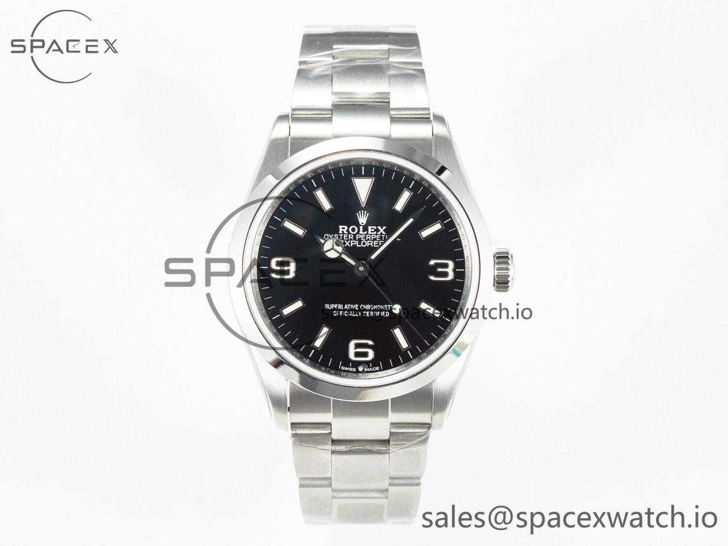 Explorer 36 904L Steel KRF reference-accurate Black Dial on SS Bracelet SW200 V2 — custom-built watch