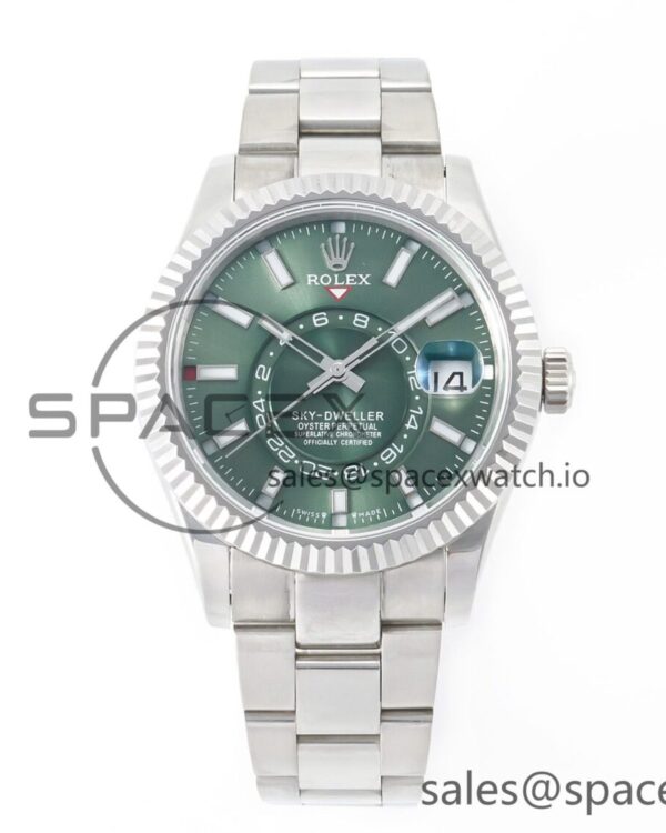 Sky-dweller SS Noob Best Edition Green Dial on SS Jubilee Bracelet A23J — custom-built watch