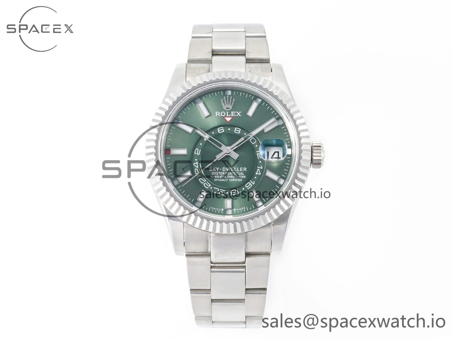 Sky-dweller SS Noob Best Edition Green Dial on SS Jubilee Bracelet A23J — custom-built watch