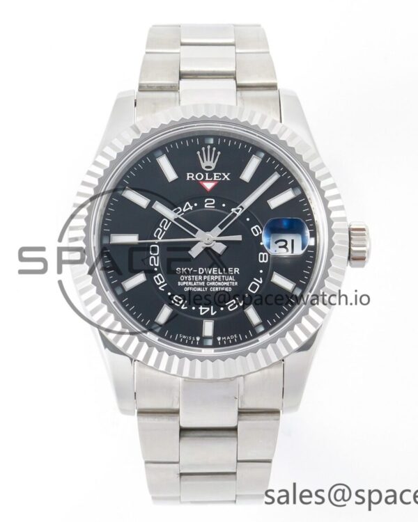 Sky-dweller SS Noob Best Edition Black Dial on SS Jubilee Bracelet A23J — custom-built watch