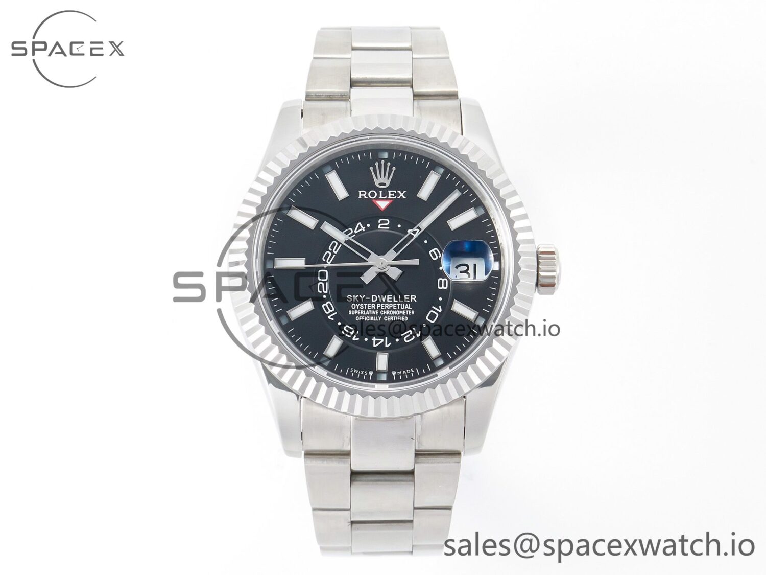 Sky-dweller SS Noob Best Edition Black Dial on SS Jubilee Bracelet A23J — custom-built watch
