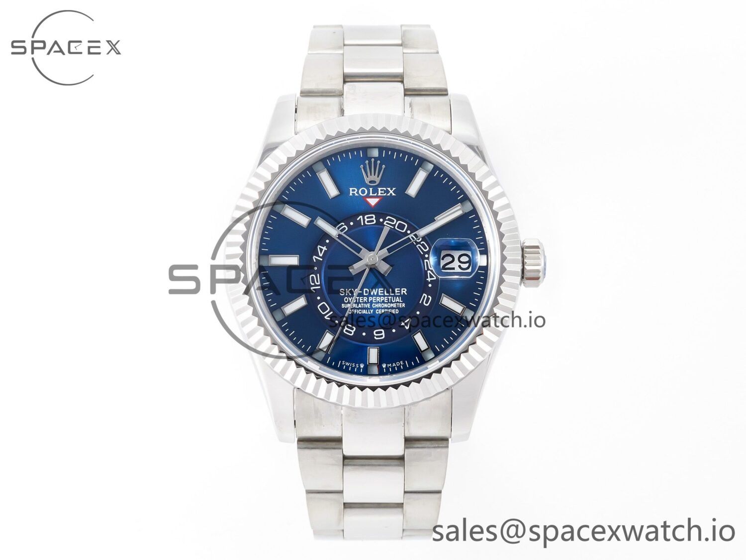 Sky-dweller SS Noob Best Edition Blue Dial on SS Jubilee Bracelet A23J — custom-built watch