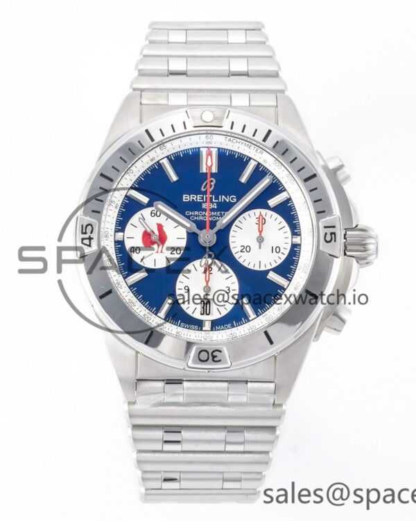 Chronomat B01 France 42mm SS BLSF reference-accurate Blue Dial on SS Bracelet A7750 — custom-built watch