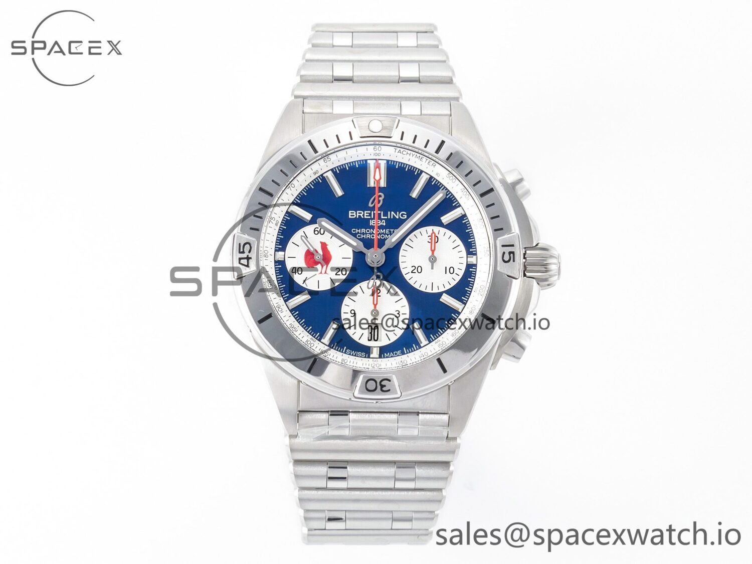 Chronomat B01 France 42mm SS BLSF reference-accurate Blue Dial on SS Bracelet A7750 — custom-built watch