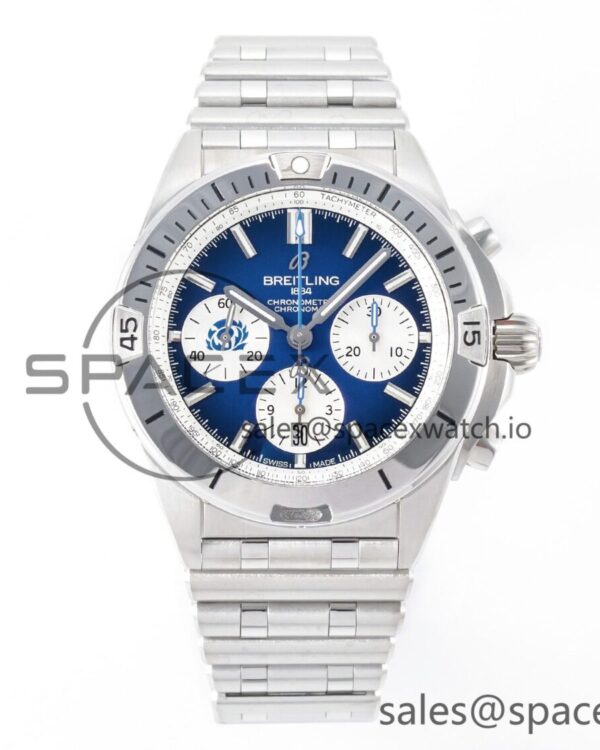 Chronomat B01 Scotland 42mm SS BLSF reference-accurate Blue Dial on SS Bracelet A7750 — custom-built watch
