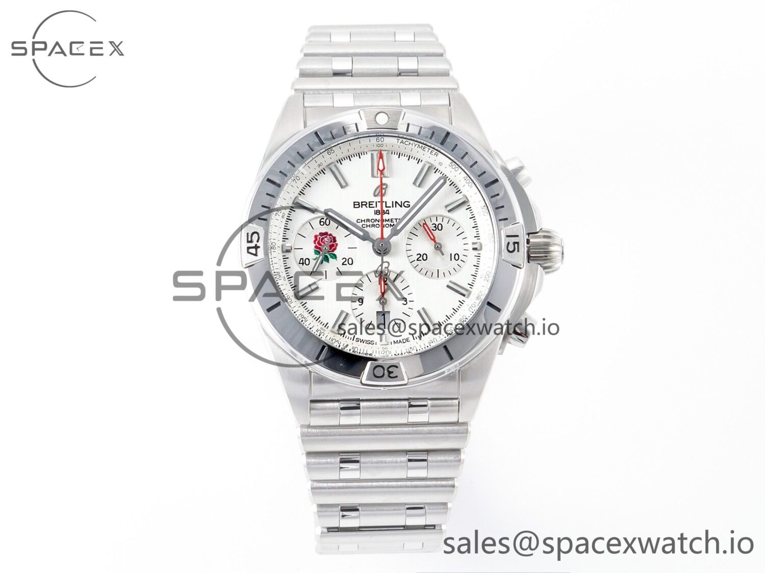 Chronomat B01 England 42mm SS BLSF reference-accurate White Dial on SS Bracelet A7750 — custom-built watch