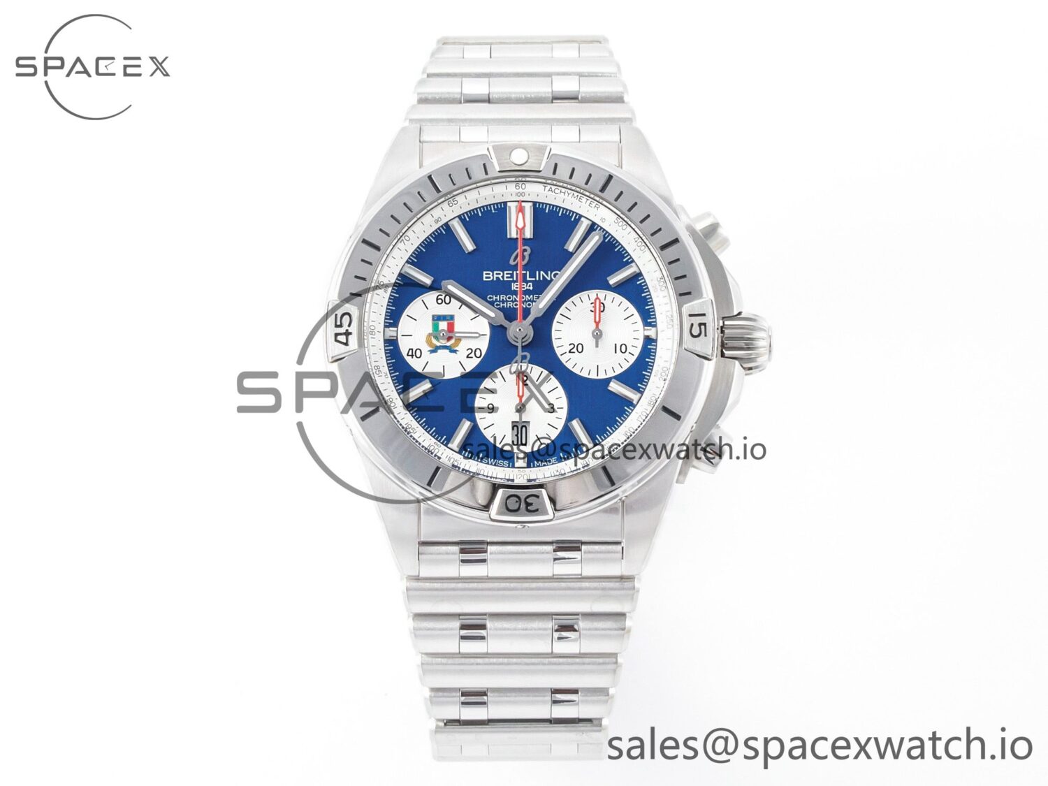 Chronomat B01 Italy 42mm SS BLSF reference-accurate Blue Dial on SS Bracelet A7750 — custom-built watch