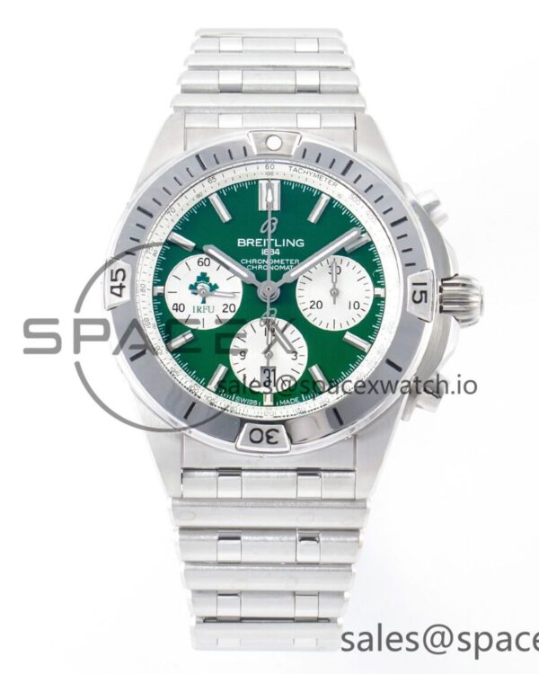 Chronomat B01 Ireland 42mm SS BLSF reference-accurate Green Dial on SS Bracelet A7750 — custom-built watch